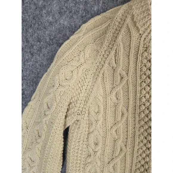 Vtg Cyril Cullen Original Irish 100% Wool Knit Fishermans Cardigan Sweater Large - Picture 6 of 13